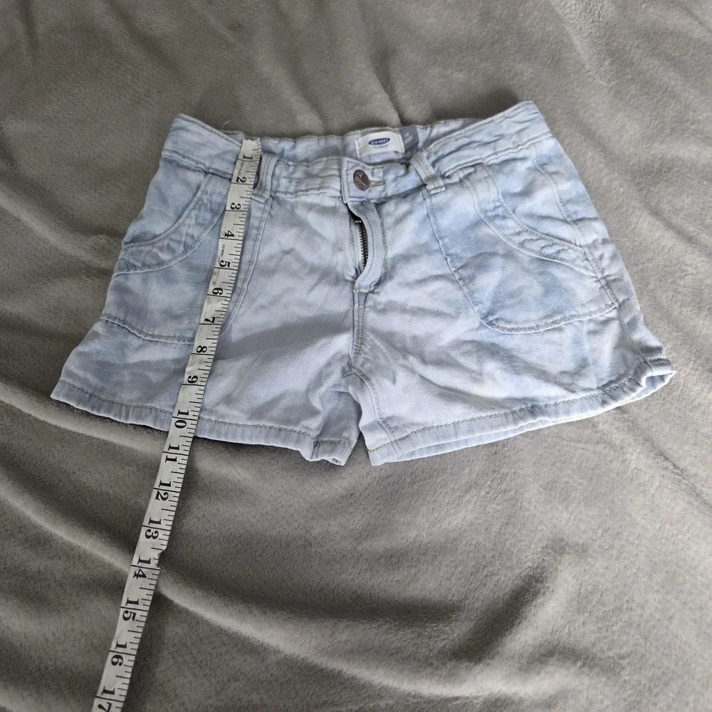 Old Navy Shorts Girls 12 Blue Chino Light Wash Denim Zip Fly Pockets Casual